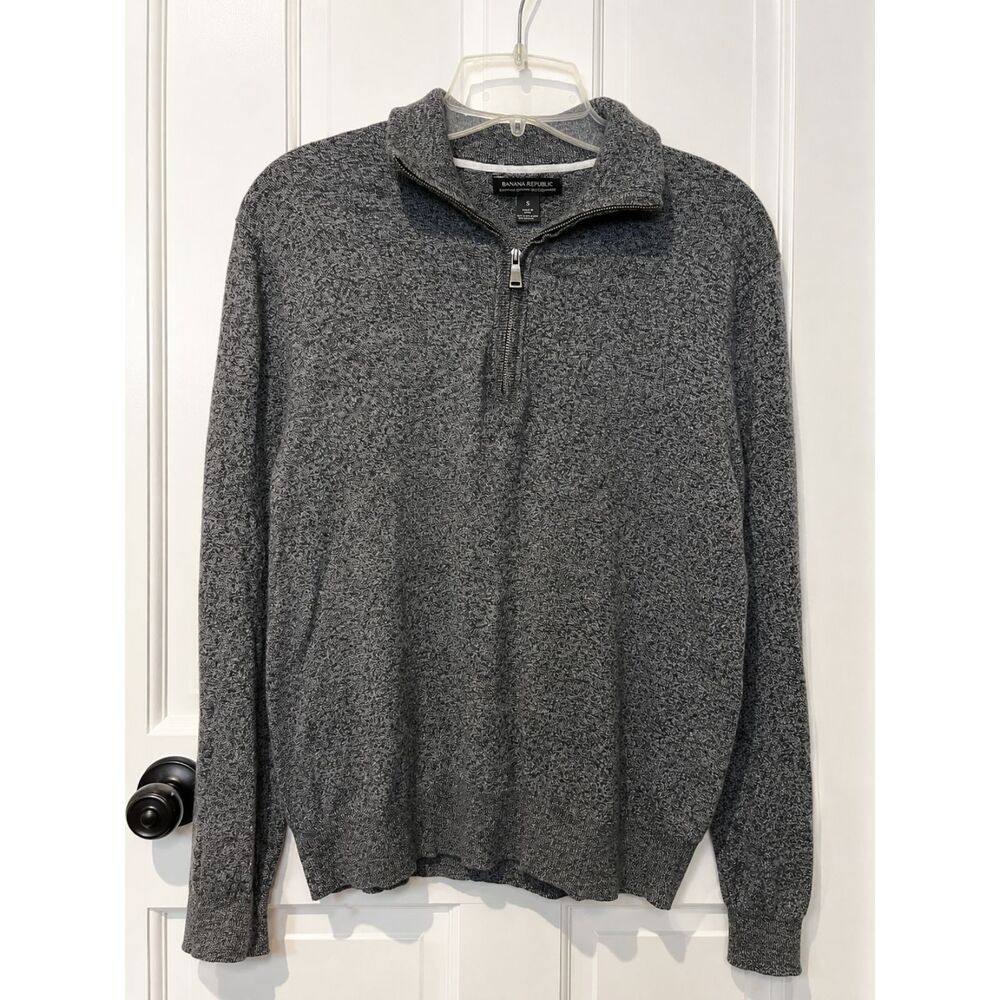 Banana Republic Pima Cotton Cashmere Quarter Zip Sweater Gray Size Small